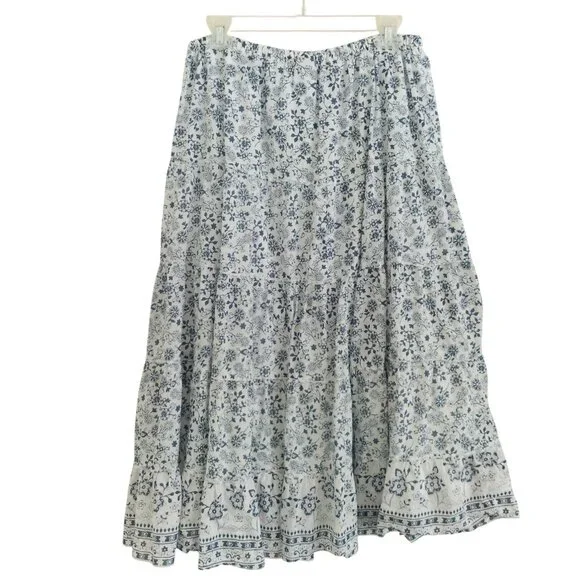 Ellos Plus Size Cotton Floral Long Skirt New Without Tags Size 14W Elastic Waist - Picture 5 of 7